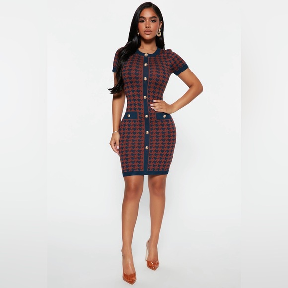 NYC Bound Sweater Mini Dress - Navy/Combo - Picture 3 of 6